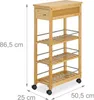 Relaxdays Küchenwagen, Bambus, Schublade, 3 Ablagen, Produktbild-Vorschau 4
