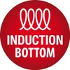 A red circular graphic with white text and a white coil symbol. Voir les images du produit