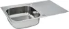 A stainless steel kitchen sink with a drainboard is shown against a white background. Produktbild-Vorschau