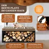 BLACK OAK OHIO Kaminholzbank Schwarz mit Holzablage & Produktbild-Vorschau 5