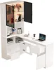 Eckschreibtisch mit Regal LED-Vitrine 120x80x180cm Produktbild-Vorschau 6