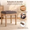 Tabouret Coiffeuse avec Tissu Lin et Pieds en Bois, Banc Voir les images du produit 5