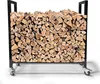 A metal firewood rack filled with split logs, shown on a white background. Produktbild-Vorschau