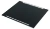 A black glass ceramic hob plate viewed from an angle, with two silver mounting rails visible on the underside. Produktbild-Vorschau