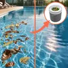 A split image showing a pool with leaves on the left and a clean pool with a skimmer basket on the right, with an arrow indicating the transition. Produktbild-Vorschau
