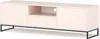A light beige TV lowboard with black metal legs is shown against a white background. Produktbild-Vorschau