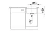 A technical drawing of a kitchen sink and cabinet with dimensions. Produktbild-Vorschau