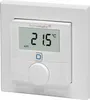 A white wall-mounted thermostat with a digital display. Produktbild-Vorschau