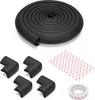 A set of black foam edge and corner protectors for furniture, along with adhesive tape, laid out on a white background. Produktbild-Vorschau