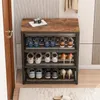 A shoe rack with shoes on display in a hallway. Podgląd zdjęcia produktu
