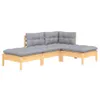 4-tlg. Garten-Lounge-Set mit Grauen Kissen Kiefer Produktbild-Vorschau 3