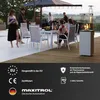 People gathered around a table on a patio with a gas heater. Produktbild-Vorschau