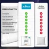 A comparison chart showing features of a pillow from Zollner versus other manufacturers, set against a starry background. Produktbild-Vorschau