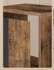 Close-up of a rustic wooden shelf unit, showing the texture and edge of a shelf and a partially open cabinet door. Náhled obrázku produktu