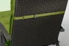 Close-up of the back of a chair cushion with a green strap holding it in place. Produktbild-Vorschau