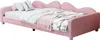OKWISH Lit simple 90x200 cm Rembourré en velours - Rose Voir les images du produit 10