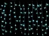 A curtain of white LED lights against a black background. Produktbild-Vorschau