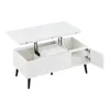 A white lift-top coffee table with storage compartments is shown against a white background. Produktbild-Vorschau