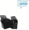 A black plastic component is shown against a white background, with a speech bubble graphic containing text in the upper right corner. Voir les images du produit