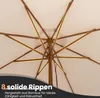 Close-up view of the underside of a beige umbrella, showing the wooden ribs and central pole. Náhľad obrázku produktu
