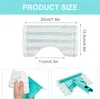 Product size information for cleaning pads, with two additional images showing how to attach the pad to a cleaning tool. Produktbild-Vorschau