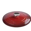 A red pot lid with a silver handle is shown against a white background. Produktbild-Vorschau