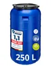 A blue plastic barrel with various labels and markings. Produktbild-Vorschau