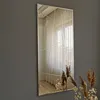 A tall, rectangular mirror with a geometric design is mounted on a gray wall. Dried plants are visible in the foreground, reflected in the mirror. Náhled obrázku produktu