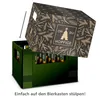 A decorative sleeve is being placed over a beer crate. Produktbild-Vorschau
