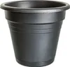 A dark taupe plastic planter pot with a rolled rim and horizontal banding on the sides, shown against a white background. Náhľad obrázku produktu