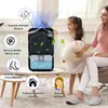 A mother and daughter are in a living room with a dehumidifier. Produktbild-Vorschau