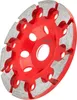 A close-up, studio shot of a red and gray grinding disc for an angle grinder. Produktbild-Vorschau