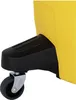 A close-up view of the bottom corner of a yellow vacuum cleaner, showing a black caster wheel and part of the black housing. Produktbild-Vorschau