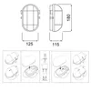 Diagrams showing the installation and dimensions of a light fixture. Produktbild-Vorschau