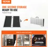 A collage of images showing a foldable ramp, its storage, and its placement in a car. Produktbild-Vorschau