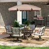 An outdoor patio scene with a dining set and umbrella. Produktbild-Vorschau