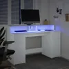 A white LED desk with a computer monitor, keyboard, and mouse, illuminated by blue LED lights. Voir les images du produit