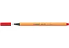 A single red Stabilo Point 88 pen with its cap off, lying on a white background. Produktbild-Vorschau