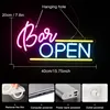 Bar Otwarty Neonowy Znak Napis Led Do Dekoracji Ściennych Podgląd zdjęcia produktu 5