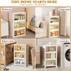Collage of four scenes showing a white plastic storage cabinet with clear doors in different rooms: bedroom, living room, baby's room, and laundry room. Anteprima dell’immagine prodotto