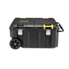 A black rolling toolbox with yellow accents, shown from the front on a white background. Anteprima dell’immagine prodotto