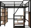 Hochbett, 140x200 cm, Metallbett mit Lattenrost, Regal, Produktbild-Vorschau 11