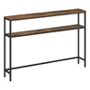 A product image of a narrow, two-tiered console table with a rustic wood-look top and a black metal frame. Produktbild-Vorschau