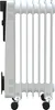 A side view of a white oil-filled radiator on wheels. Náhled obrázku produktu