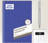 A product shot of a notebook, a pen, and a card reader. Produktbild-Vorschau