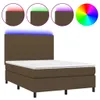 vidaXL Boxspringbett mit Matratze & LED Dunkelbraun 140x200 Produktbild-Vorschau 1
