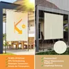 A split image showing a balcony screen in sunny and rainy conditions, with feature callouts. Anteprima dell’immagine prodotto