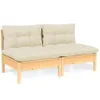 2-Sitzer-Gartensofa mit Creme Kissen Massivholz Kiefer Produktbild-Vorschau 1