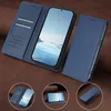 A collage of images showing a dark blue flip phone case for a Xiaomi Redmi Note 15 4G, with different angles and views. Voir les images du produit
