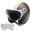 Motorhelm, jethelm, scooterhelm, model CMX, wit met bruin Productafbeelding-voorbeeld 1